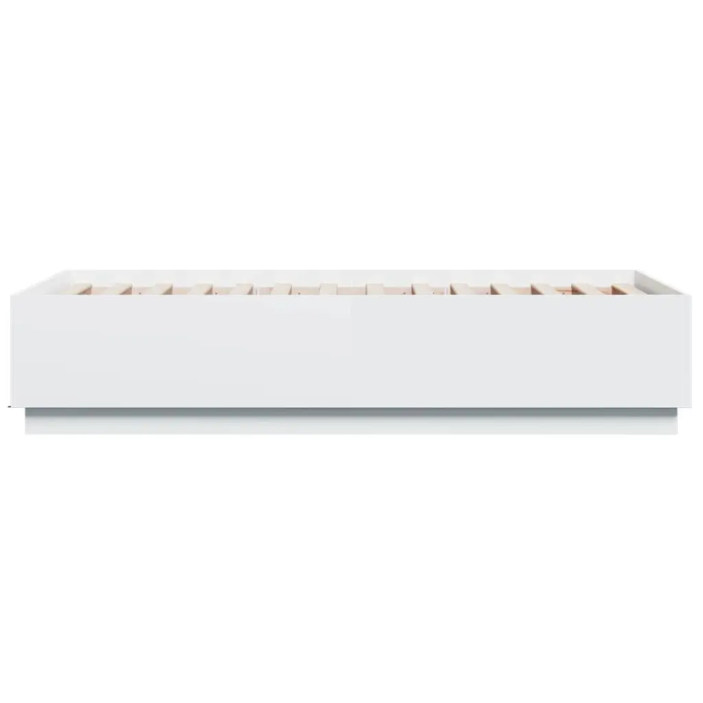 White Modern Bed Frame 90x190 cm with Slatted Base