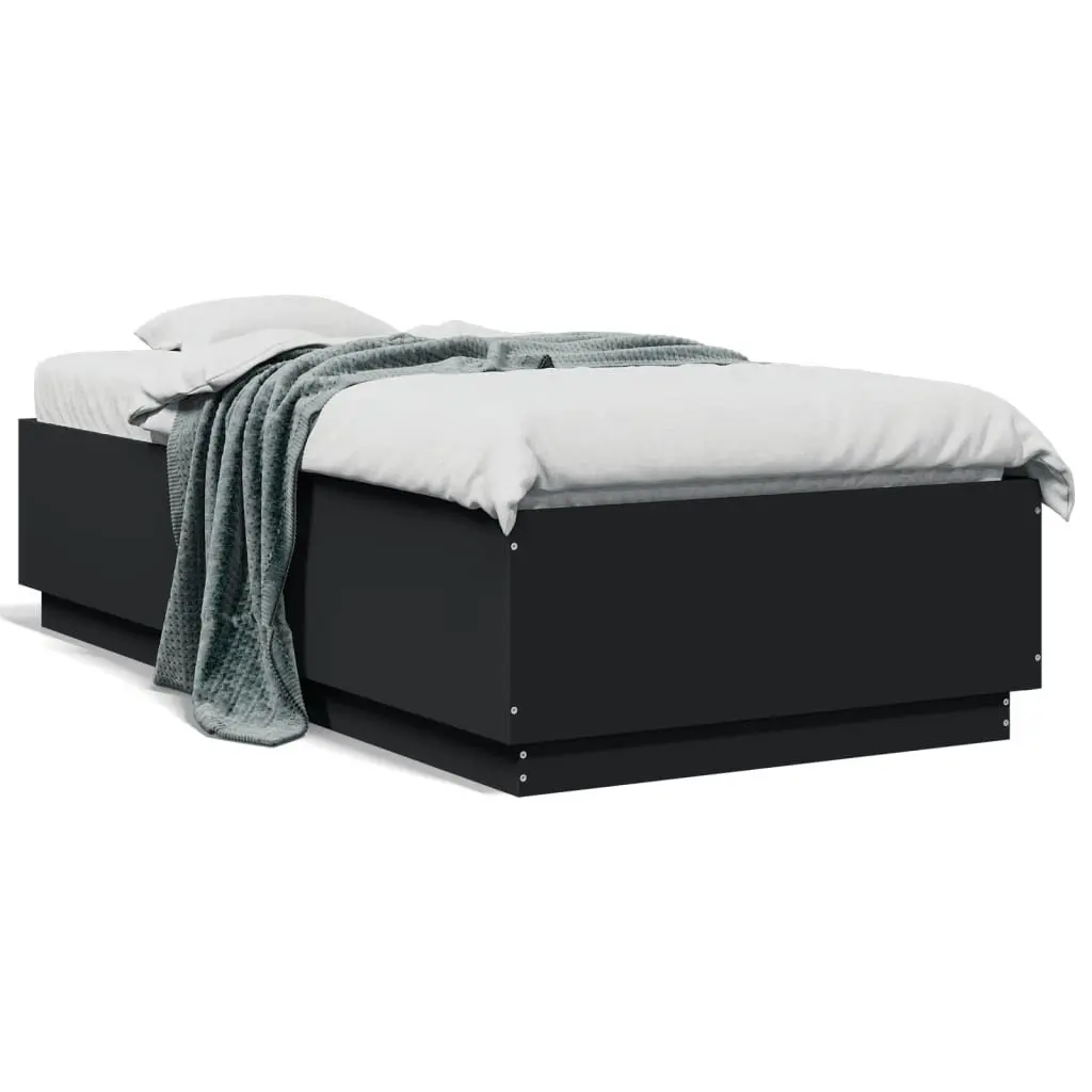 Black Bed Frame 90x190 cm with Slatted Base