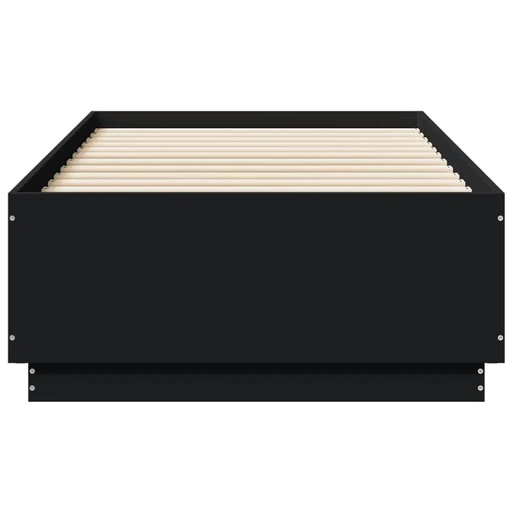 Black Bed Frame 90x190 cm with Slatted Base