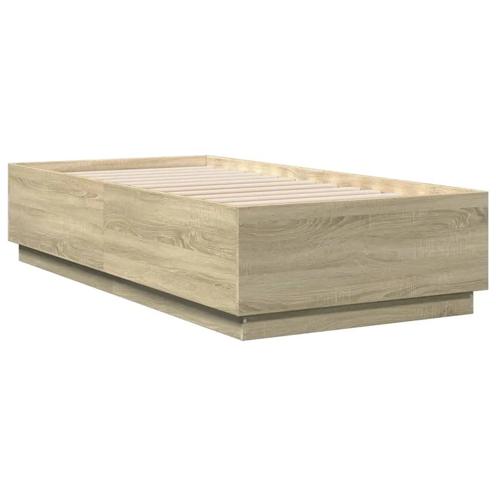 Sonoma Oak Brown Bed Frame 90x190 cm with Slatted Base