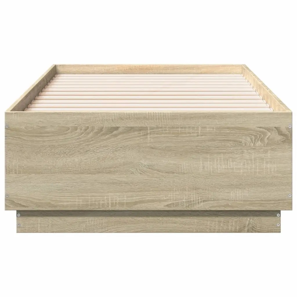 Sonoma Oak Brown Bed Frame 90x190 cm with Slatted Base