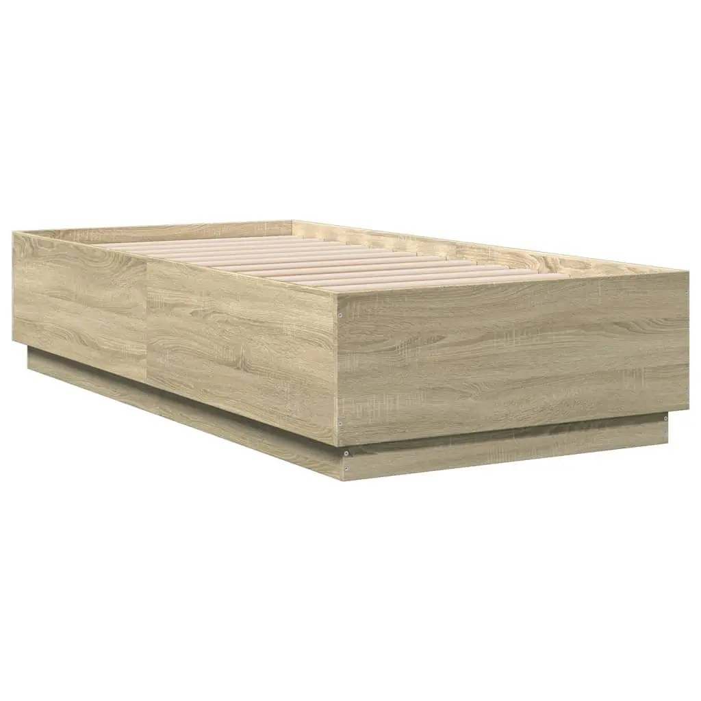 Sonoma Oak Brown Bed Frame 90x190 cm with Slatted Base
