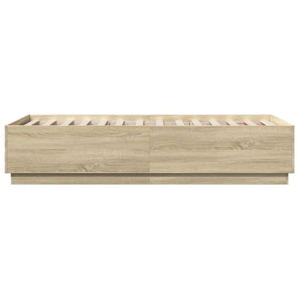 Sonoma Oak Brown Bed Frame 90x190 cm with Slatted Base