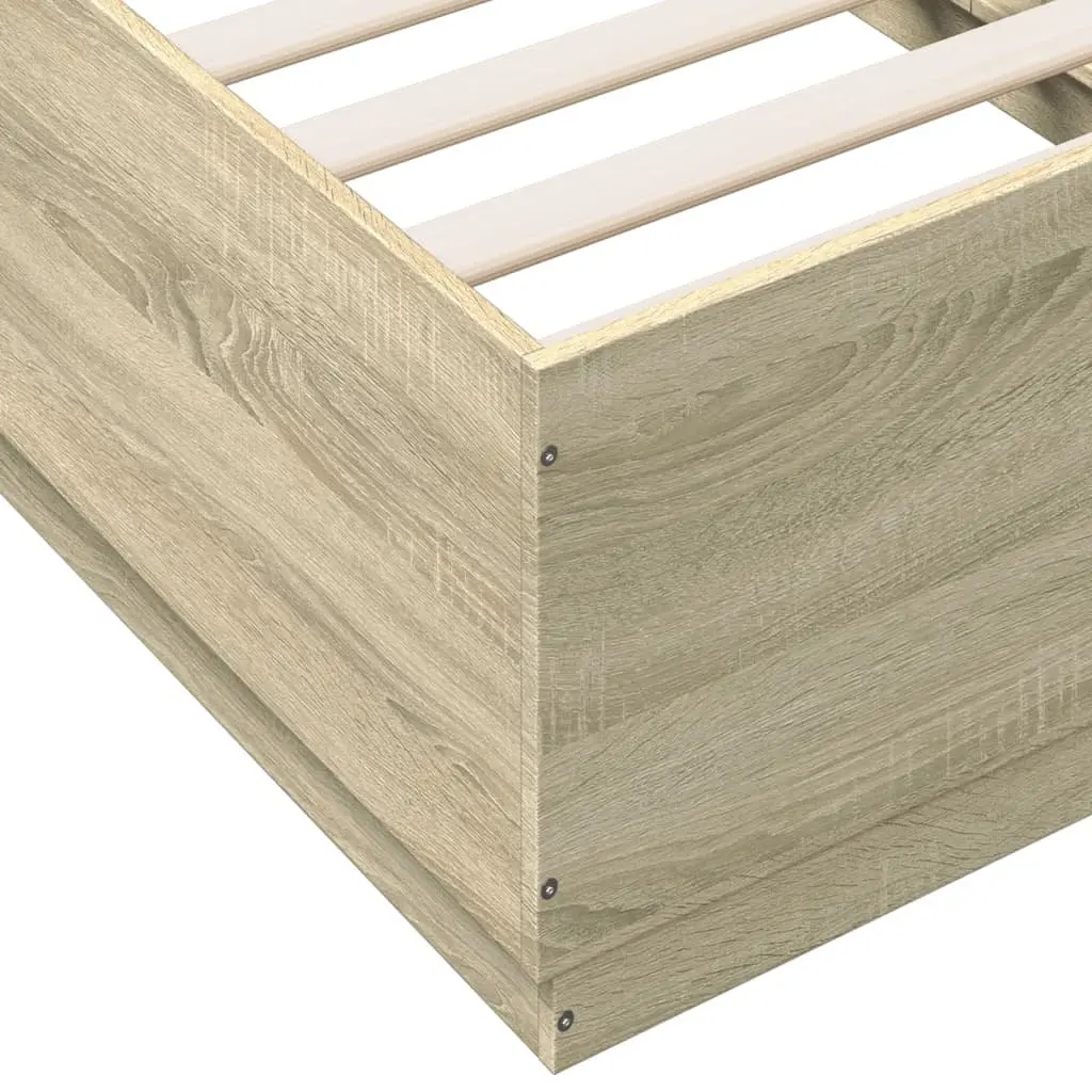 Sonoma Oak Brown Bed Frame 90x190 cm with Slatted Base