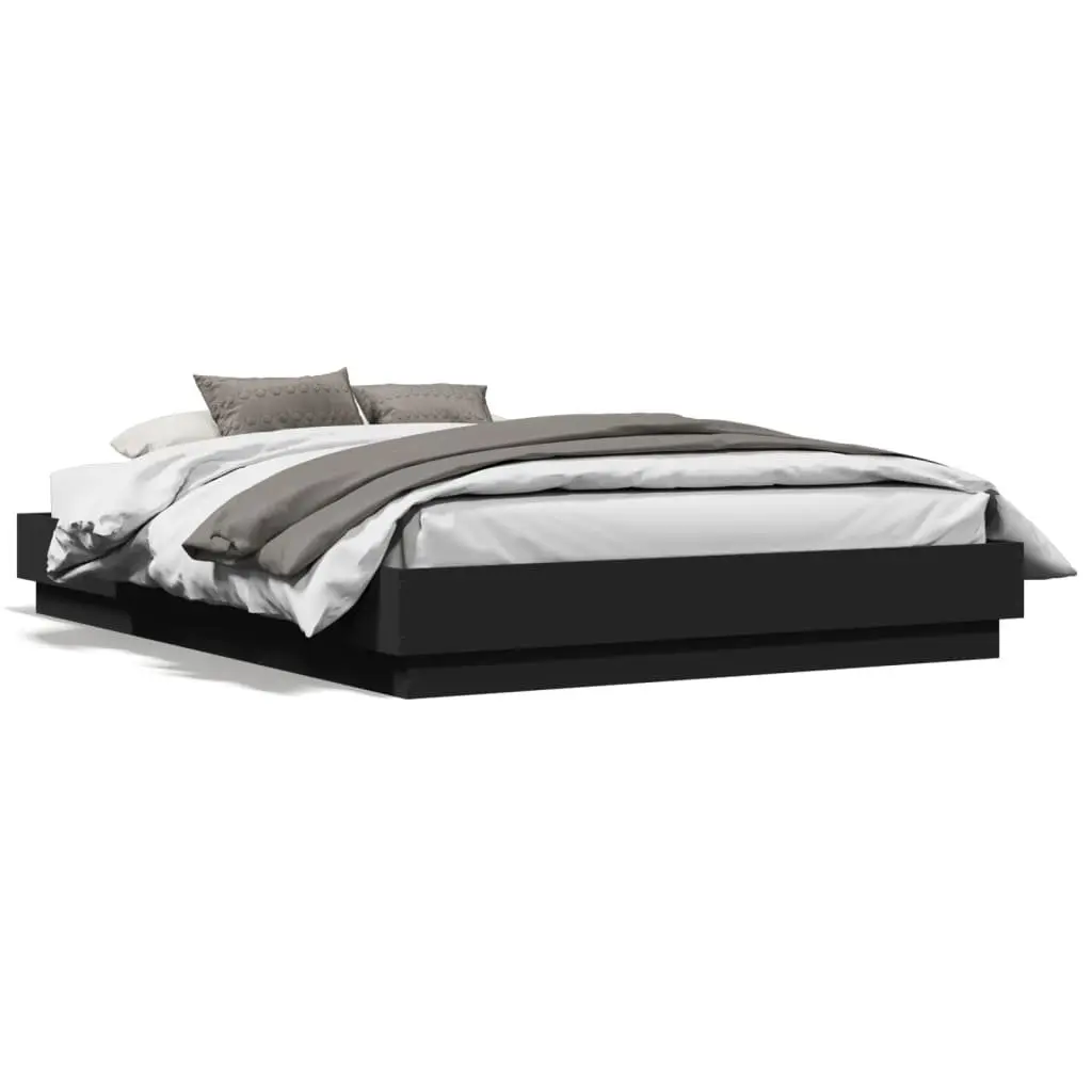 Black Bed Frame with RGB LED Lights 135x190cm