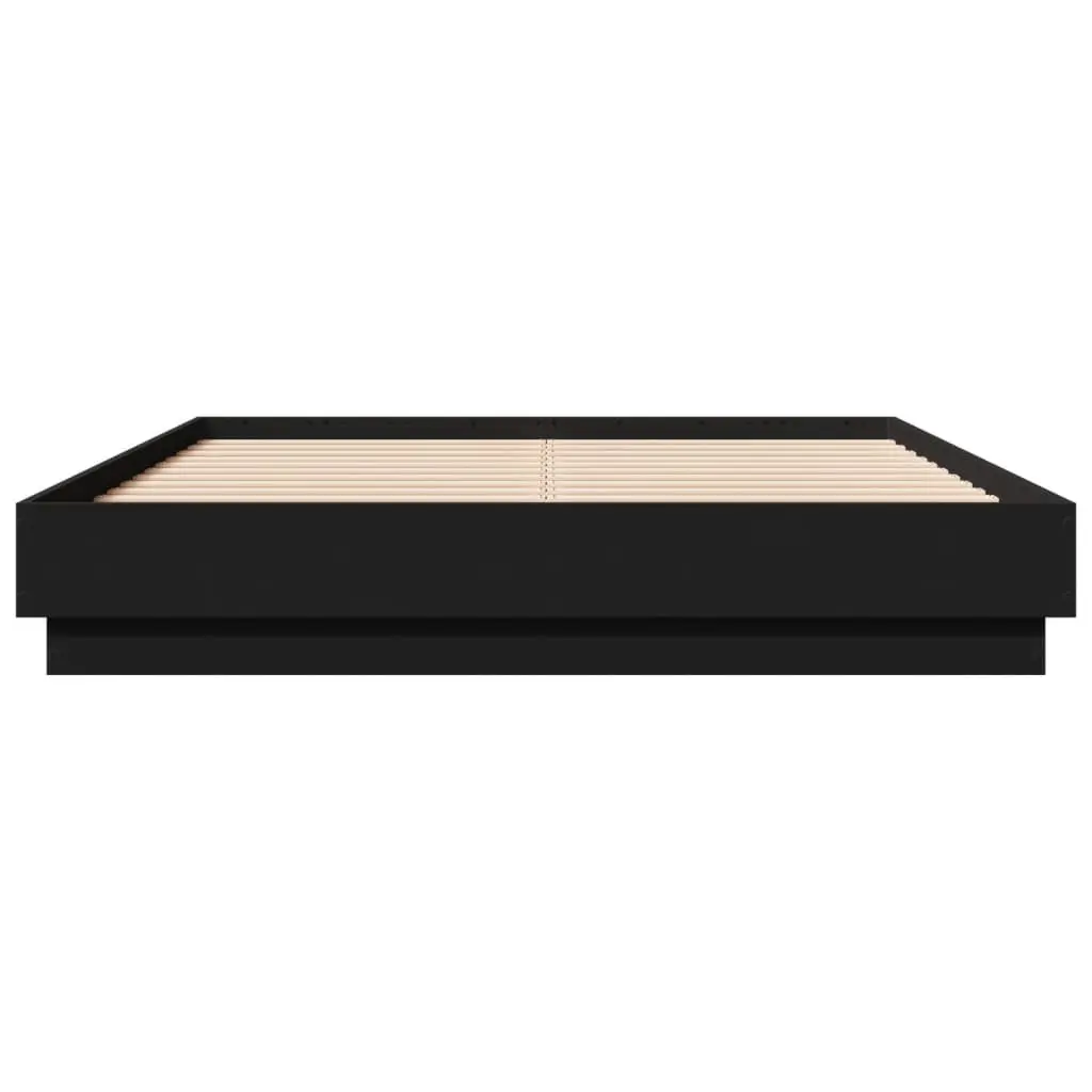 Black Bed Frame with RGB LED Lights 135x190cm