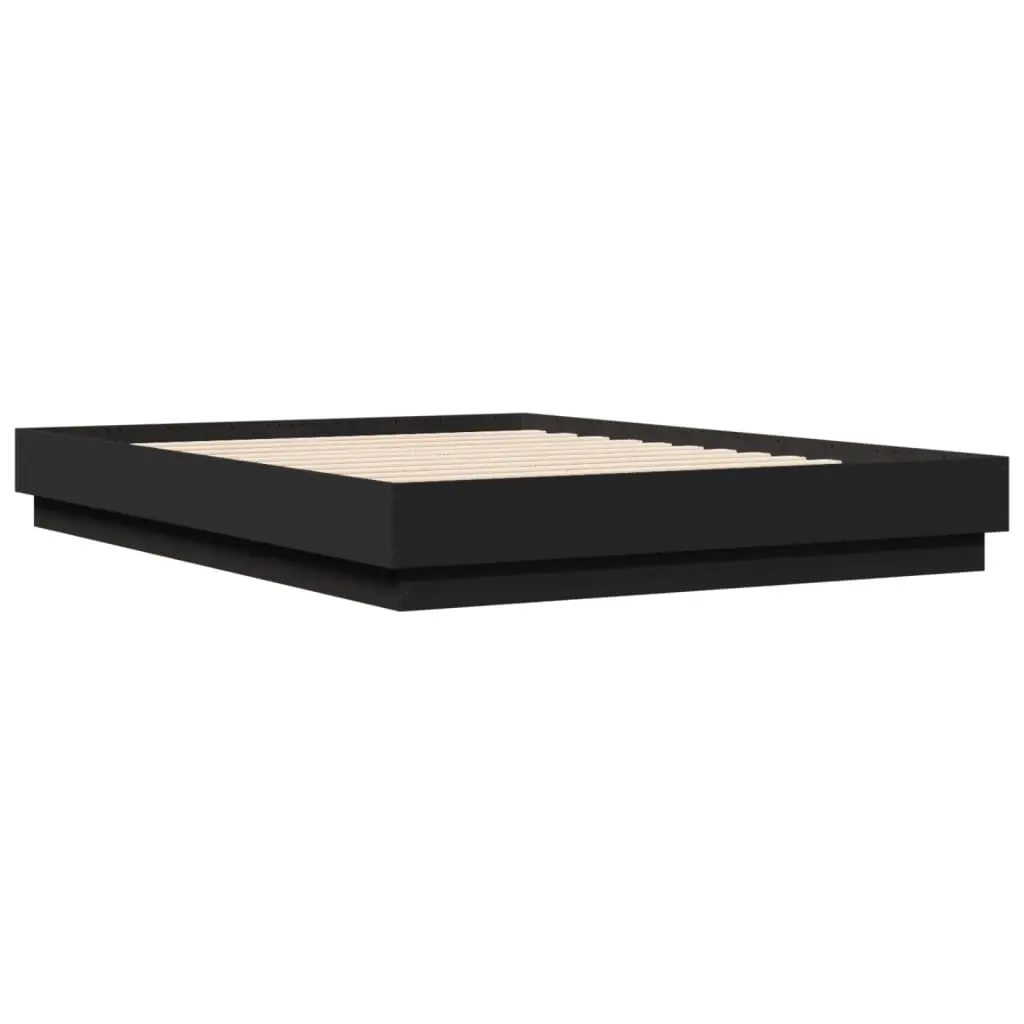 Black Bed Frame with RGB LED Lights 135x190cm