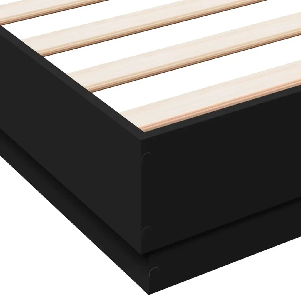 Black Bed Frame with RGB LED Lights 135x190cm