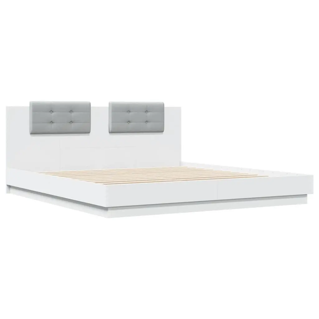 King Bed Frame with Headboard in White 183x203 cm