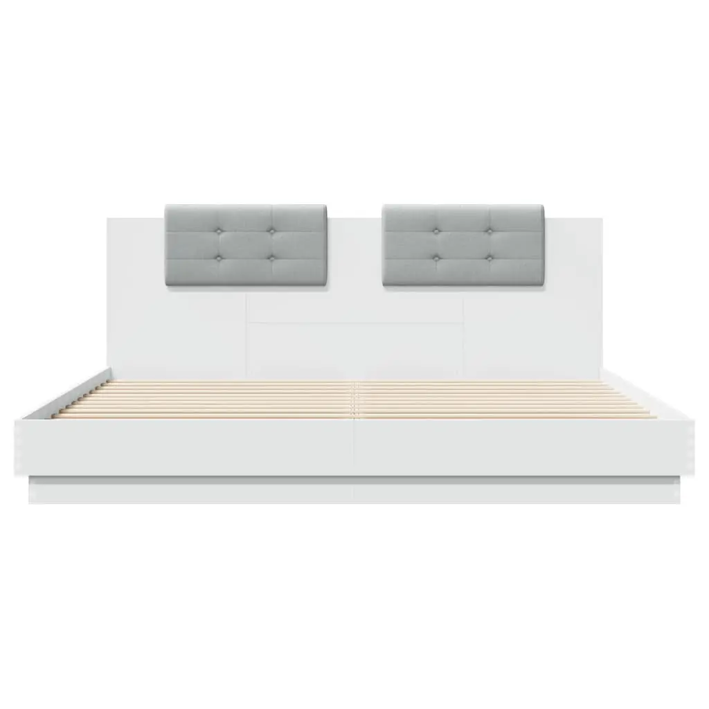 King Bed Frame with Headboard in White 183x203 cm