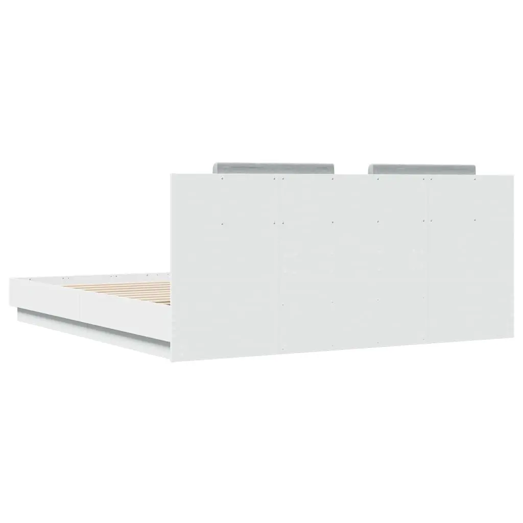 King Bed Frame with Headboard in White 183x203 cm
