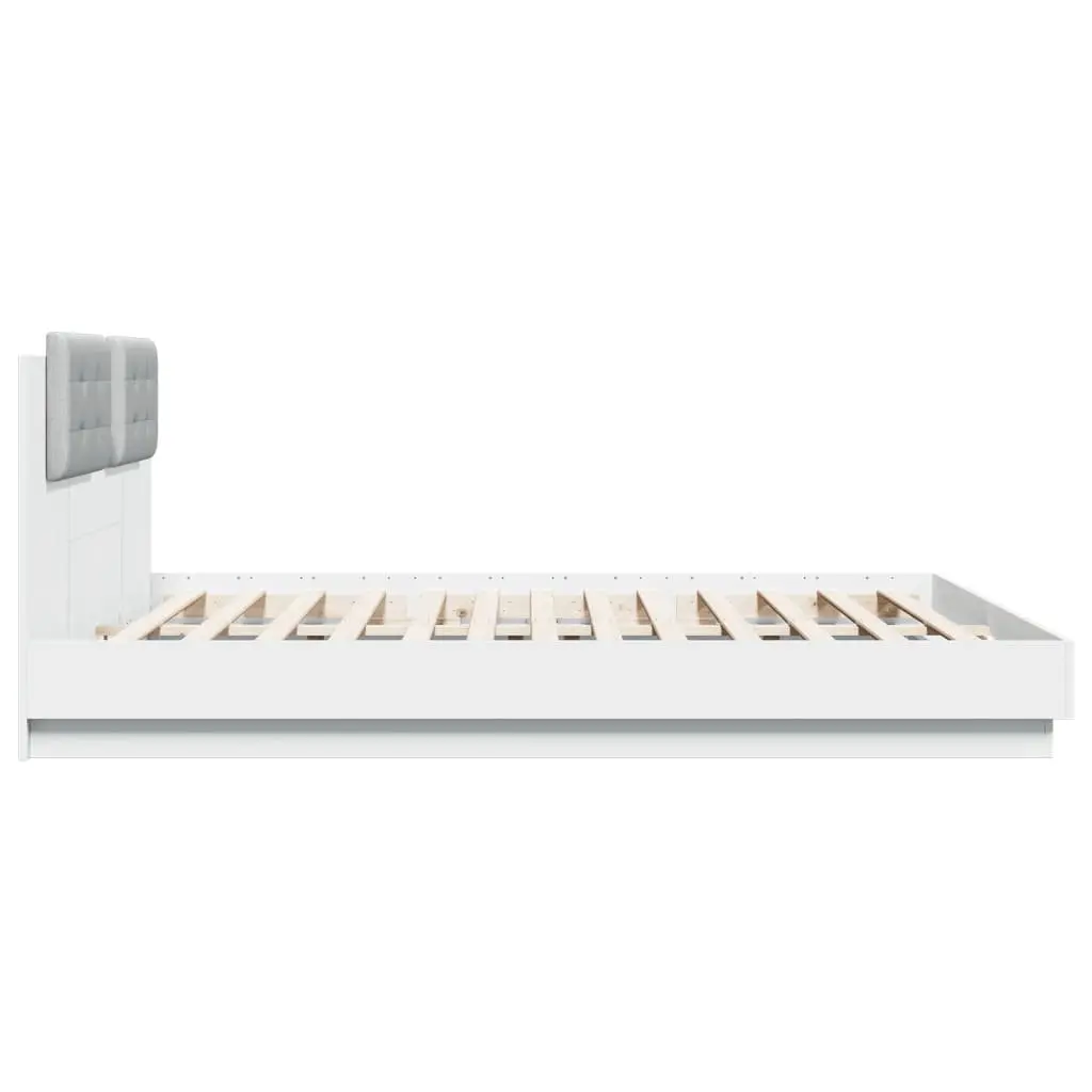 King Bed Frame with Headboard in White 183x203 cm