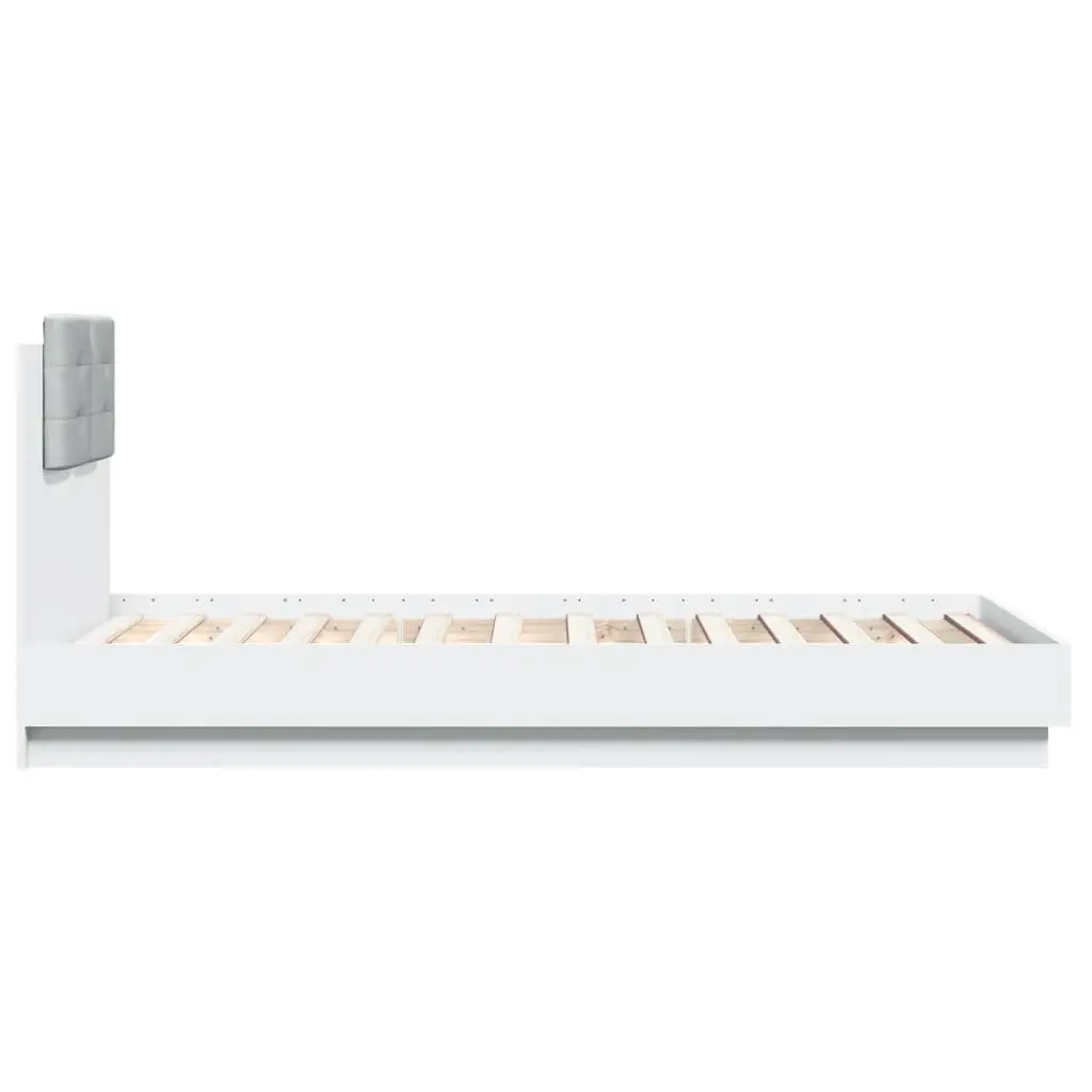 White Bed Frame 90x190 cm with Headboard