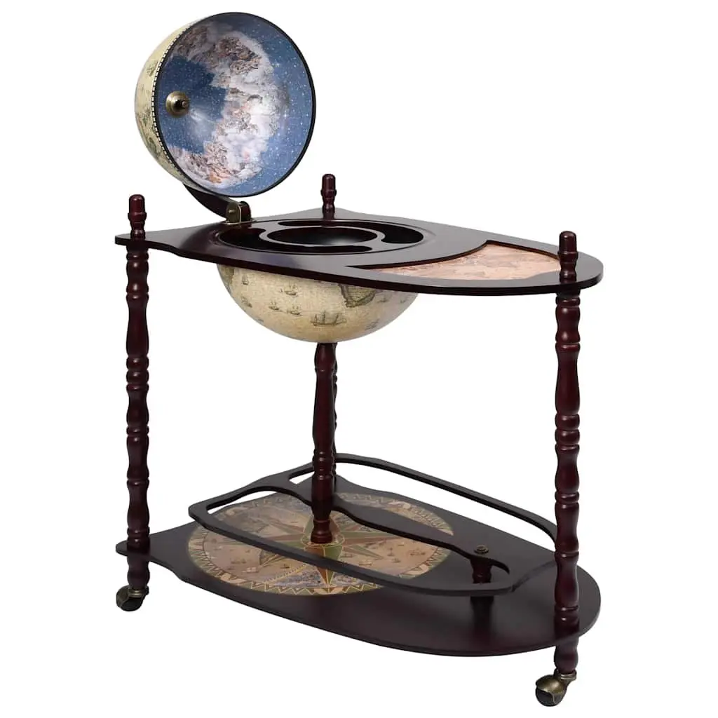 Globe Bar Cabinet Freestanding Green with Wheels Storage Home Office Decor