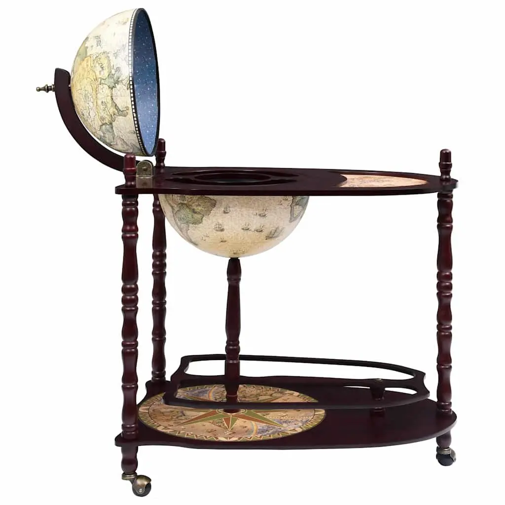 Globe Bar Cabinet Freestanding Green with Wheels Storage Home Office Decor