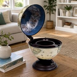 Tabletop Globe Bar Wine Stand Rotating Storage Cabinet Green Decor Display