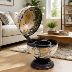 Unique Globe-Shaped Bar Cabinet with Rotating Interior