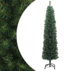 210cm Green Slim Artificial Christmas Tree with Stand
