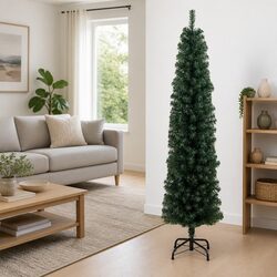 Green Slim Artificial Christmas Tree 240cm for Holidays