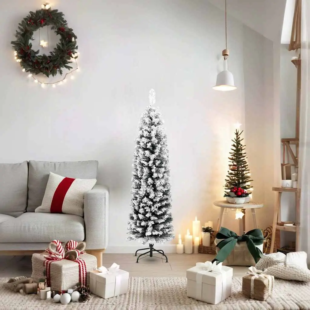 150cm Slim Flocked Christmas Tree for Festive Decor