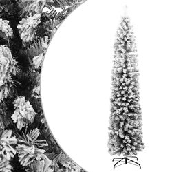 180cm Flocked Snow Green Slim Christmas Tree