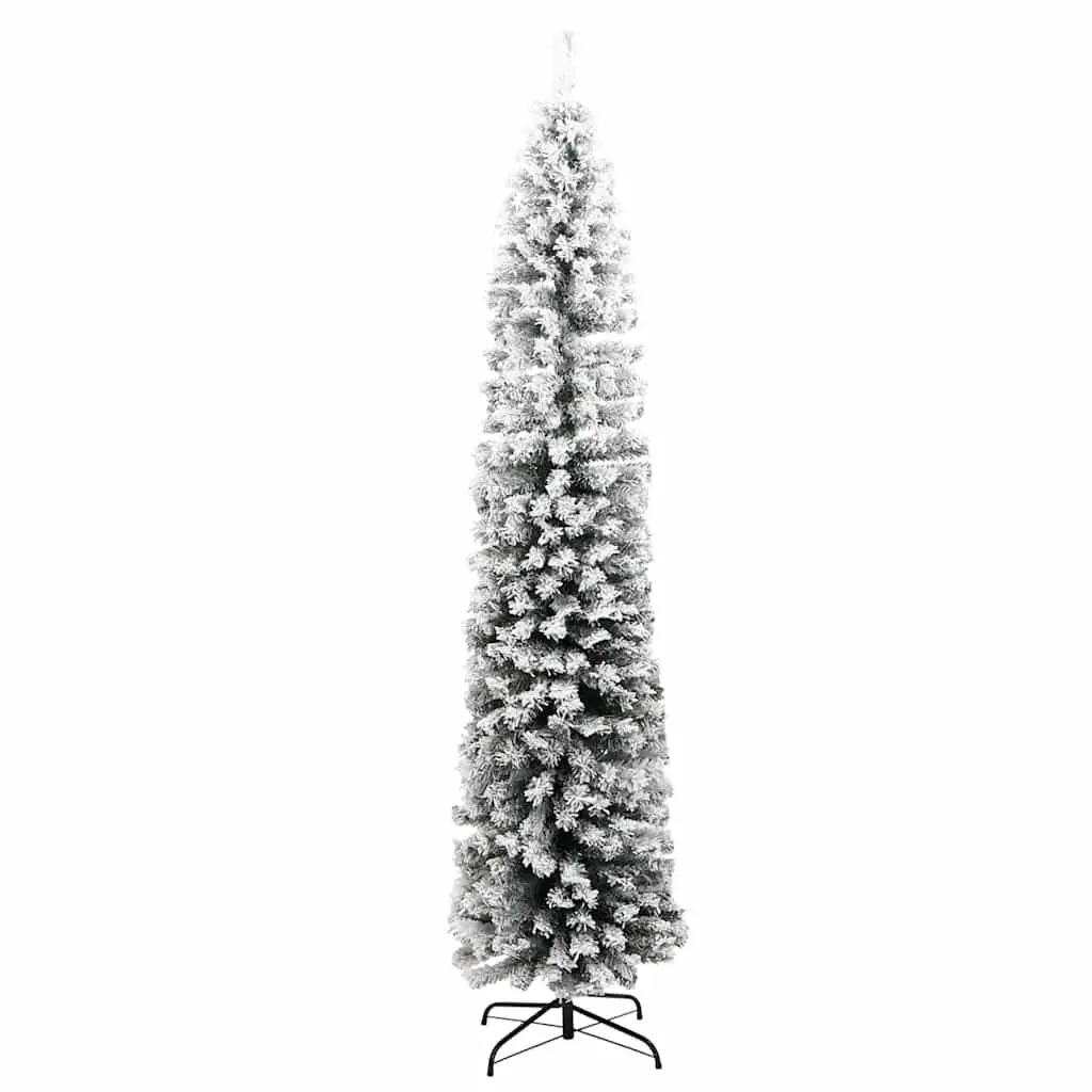 Artificial Christmas Tree PVC 180cm Slim Flocked Snow Green