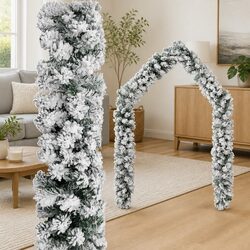 Durable Green Christmas Garland 5m with Flocked Snow