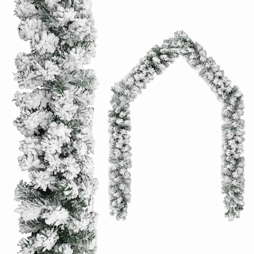 Christmas Garland PVC 5m Green Flocked Snow