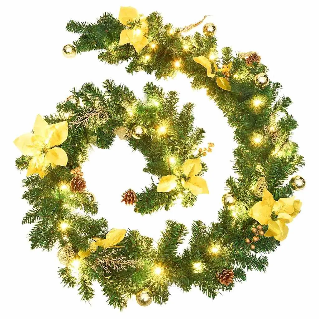 Christmas Garland with LED Lights 2.7m Green