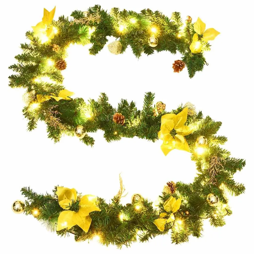 Christmas Garland with LED Lights 2.7m Green