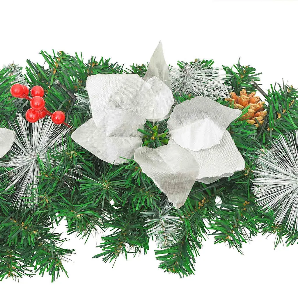 Christmas Garland with LED Lights Green 2.7m Festive Holiday Decoration Indoor