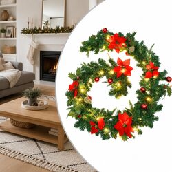 Durable Green PVC Christmas Garland with LED Lights 2.7m