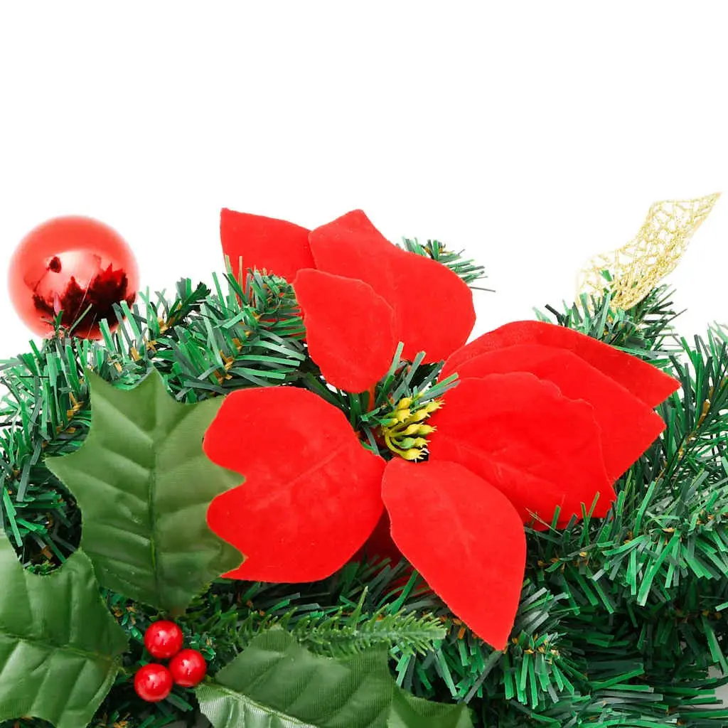 Christmas Garland PVC 2.7m Green with Red Decorative Accents