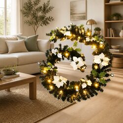 Premium Black Christmas Garland with LED Lights 2.7m