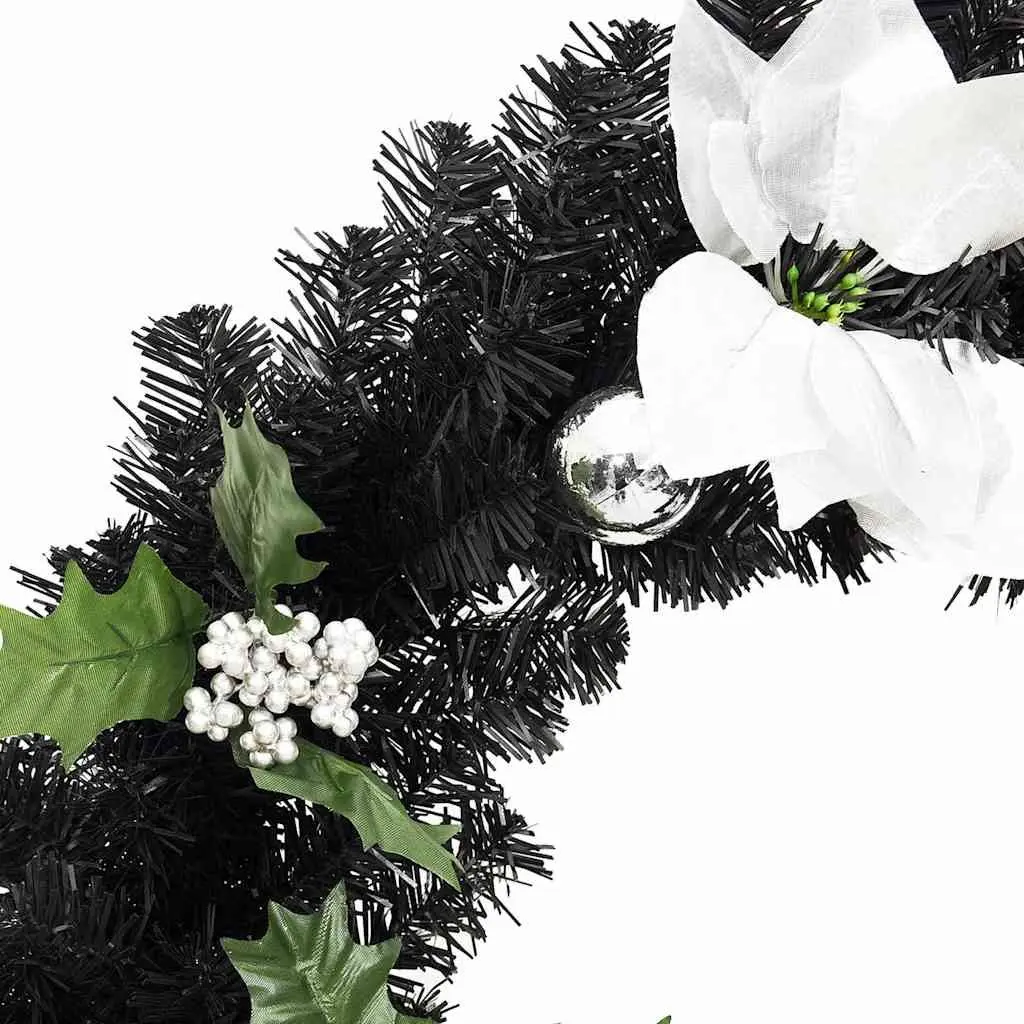 Christmas Garland LED Lights PVC 2.7m Black Silver