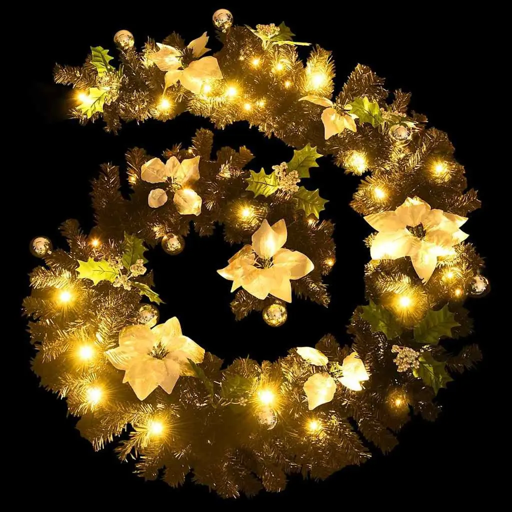 Christmas Garland LED Lights PVC 2.7m Black Silver