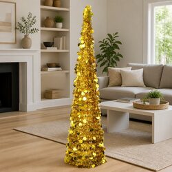 Gold Pop-Up Artificial Christmas Tree 180cm Collapsible Holiday Decoration
