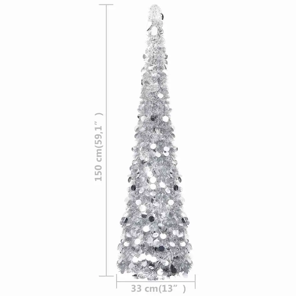 Pop-up Silver Christmas Tree 150cm for Holidays