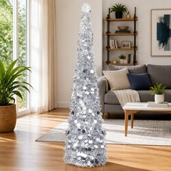 Sturdy Silver 180 cm Collapsible Pop-up Christmas Tree