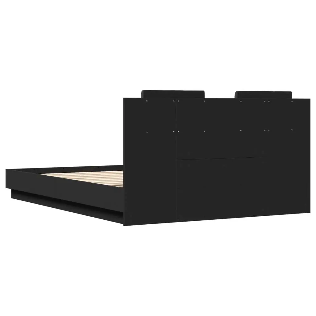 Bed Frame Engineered Wood 150x200 cm Black RGB LED Lights