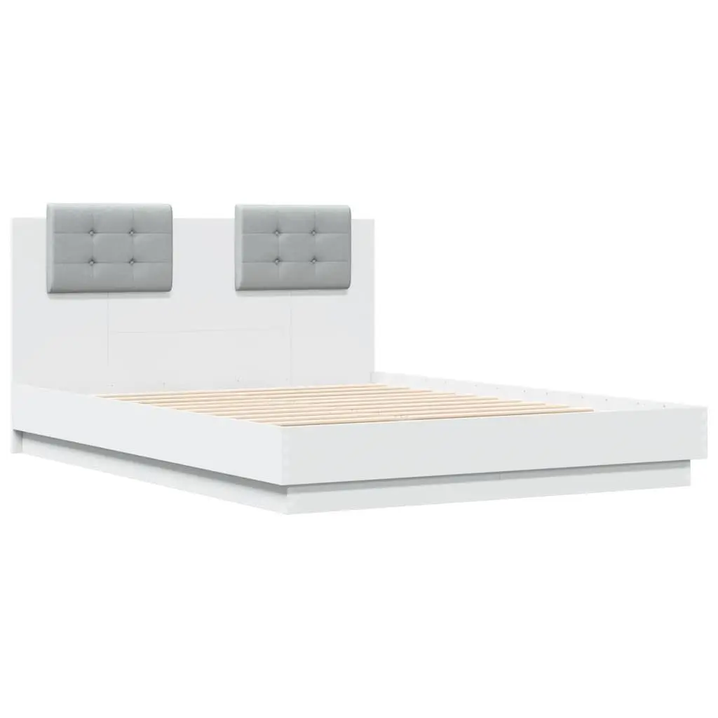 RGB LED Light Bed Frame with Durable Headboard 135x190 cm