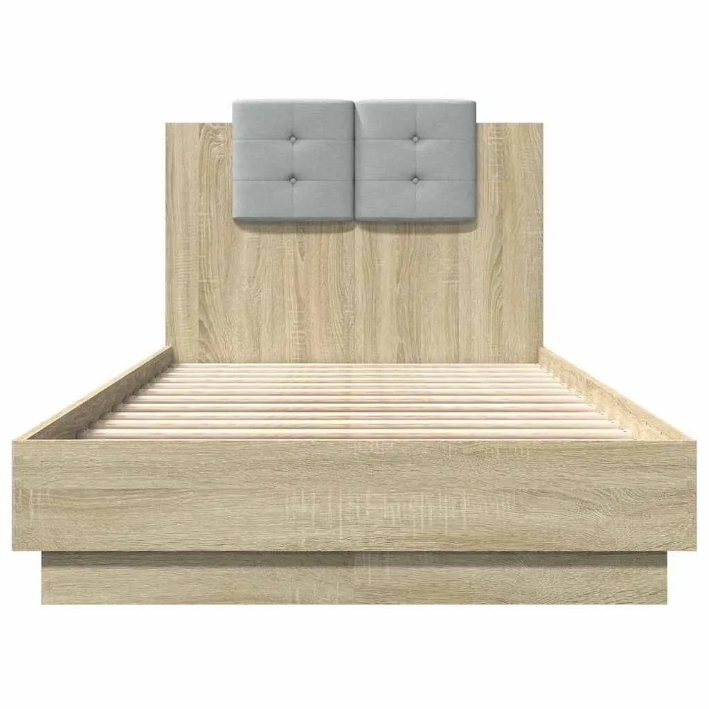 Bed Frame with RGB LED Headboard Sonoma Oak 90x190cm