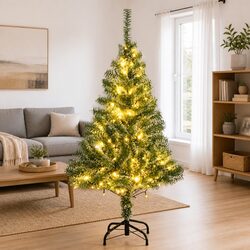 150 cm Artificial Christmas Tree with 150 LEDs and Flocked Snow