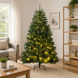 Sturdy 180cm Artificial Christmas Tree with 300 LED Lights