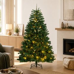 210cm Artificial Hinged Christmas Tree with 300 LEDs