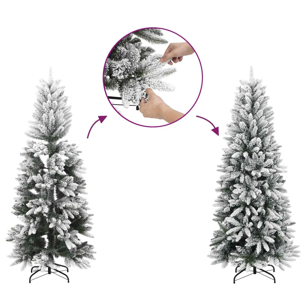 Artificial Christmas Tree PVC 180cm White Hinged Branches