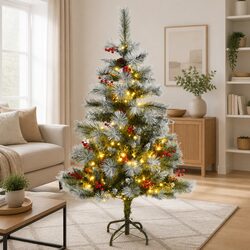 Sturdy 150cm Artificial Hinged Christmas Tree with 150 LEDs