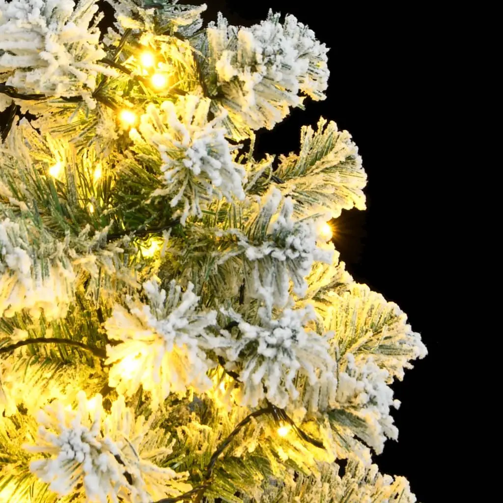 Artificial Christmas Tree Hinged 120cm Green Flocked Snow with 150 LEDs