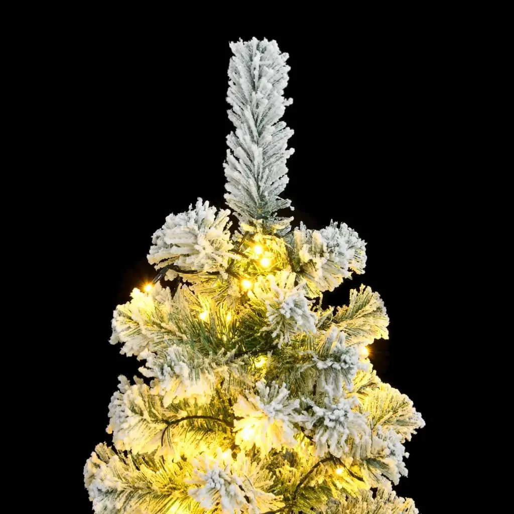 Artificial Christmas Tree Hinged 120cm Green Flocked Snow with 150 LEDs