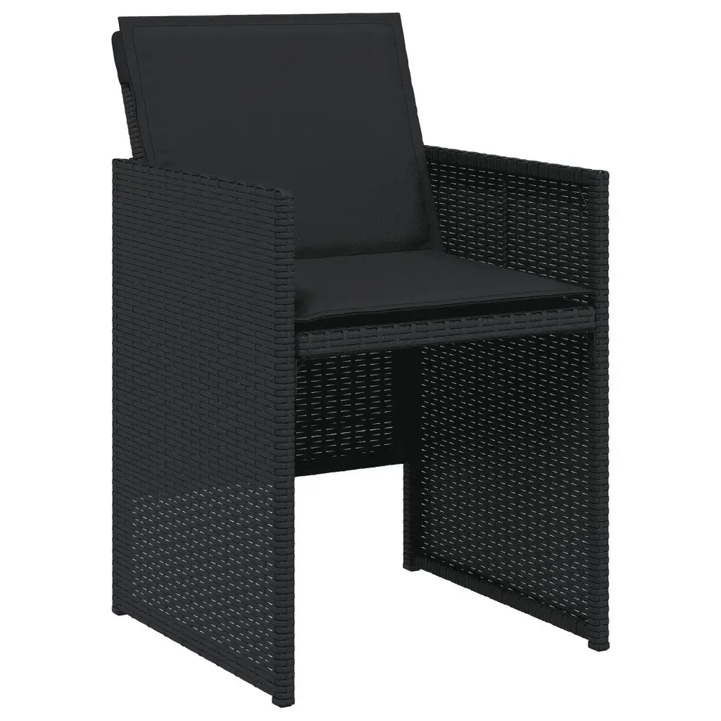 Garden Dining Set PE Rattan 5 Piece Black Outdoor Furniture Table Chairs